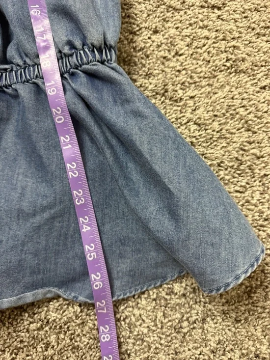 Ashley Stewart size 14 V-Neck Chambray Peplum Tunic Top - Light Blue/Denim - Picture 6 of 7